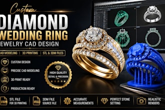 design custom diamond wedding ring,jewelry cad model 3d printing with stl an 3dm