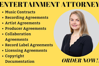 be your entertainment lawyer for music contracts, licensing,and copyrights in US