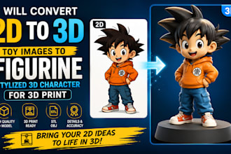 convert 2d to 3d model toy images to figurine stylized 3d character for 3d prin
