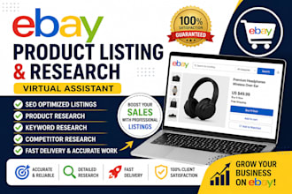 do ebay product listing and product research