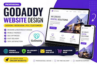 set up godaddy website, domain, hosting and SSL redesign, fix and customize UK