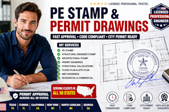 licensed pe stamp and permit drawings for texas california florida new york