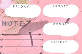 provide a cute floral weekly planner printable