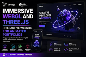 create immersive webgl and threejs interactive website for animated portfolios
