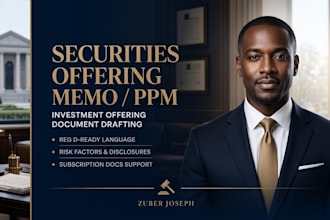 draft a legal securities offering memo and investment offering document