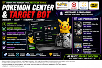 develop an auto checkout workflow for pokemon center, target and walmart