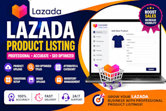 do professional lazada product listing, lazada bot, add product, shopee
