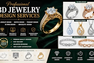 do 3d jewelry design sketch design pendant design 3d ring design bracelets