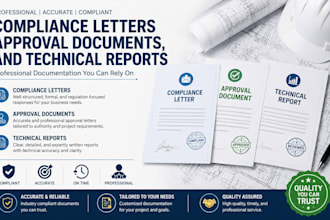 prepare compliance letters approval documents and technical reports