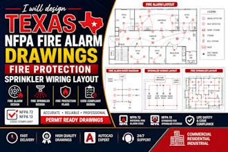design texas nfpa fire alarm drawings, fire protection, sprinkler wiring layout