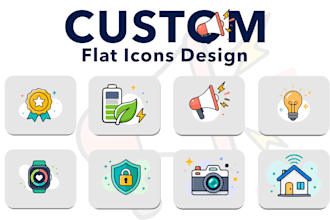 design custom flat icons, app icons, web icons and logo