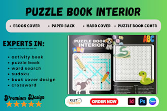 create custom word search puzzle, activity book with cover design for KDP