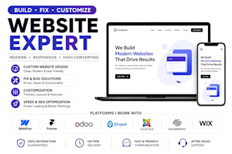 build fix customize webflow framer odoo drupal joomla squarespace wix websites