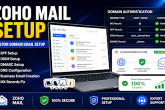 setup zoho mail business, custom domain email and dns configuration