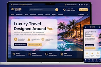 design luxury travel agency VIP travel tour operator website with online booking