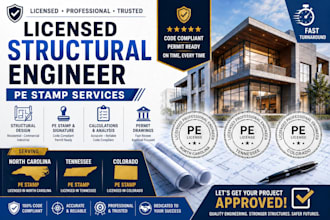 licensed structural engineer, pe stamp for north carolina, tennessee, colorado