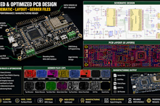 fix and optimize pcb design, schematic and gerber files for manufacturing