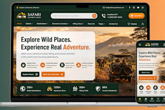 design safari tour adventure travel hiking outdoor website with online booking