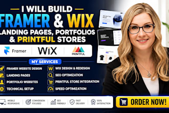 build framer technical landing page build framer portfolio seo printful store