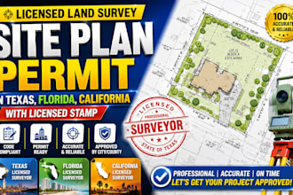 do licensed land survey site plan permit in texas florida california with stamp
