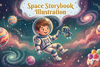 create whimsical gouache storybook illustration for children book
