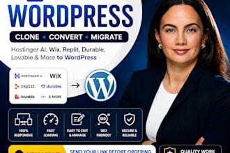 clone, convert or migrate hostinger ai,wix,replit, durable, lovable to wordpress