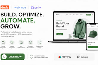 create duda webnode selly multisite SEO printiful gelato product page automation