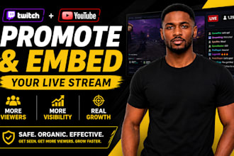 embed and promote your twitch and youtube live stream for more viewers