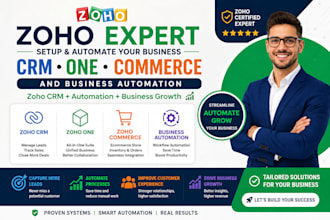 setup zoho CRM, zoho one, commerce and business automation