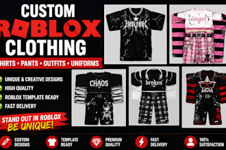 design custom roblox clothing, shirts, pants and outfits, y2k, roblox hair