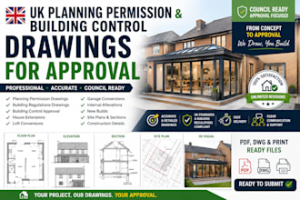 do UK planning permission drawings and building control approval house extension