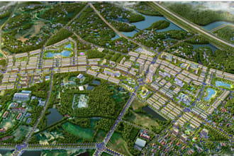 design 3d large scale urban township masterplan city planning site plan render