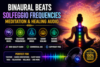 create binaural beats sound healing with solfeggio frequency virtual assistant
