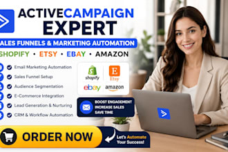 setup activecampaign sales funnels marketing automation shopify etsy ebay amazon