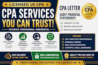 provide licensed CPA audit financial statements CPA letter comfort letter