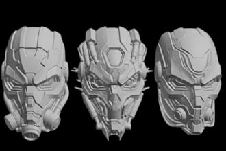 print and paint 3d mask helmet 3d wearable armor model for cosplay