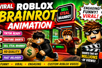 engaging brainrot roblox short, sell steal brainrot roblox animation