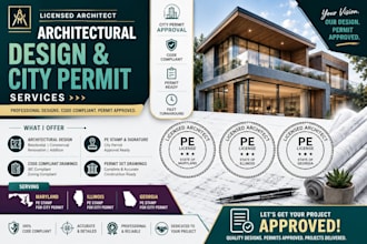 licensed architect pe stamp in maryland, illinois, georgia for city permit