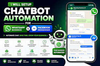 setup chatbot automation for whatsapp and facebook messenger