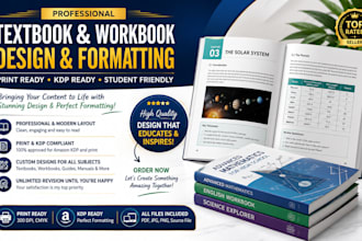 design and format educational textbook and workbook for print and KDP