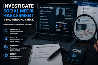 investigate social media harassment and background check