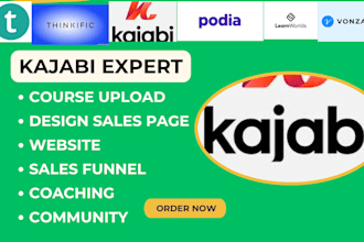 setup kajabi online course, kajabi website design, membership, community kajabi