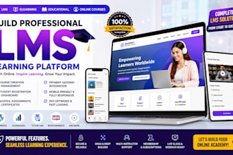 build lms website, elearning website, educational website, lms