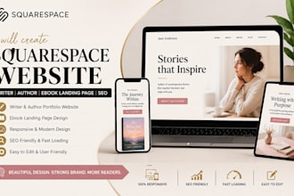 create squarespace writter author portfolio website ebook landing page seo