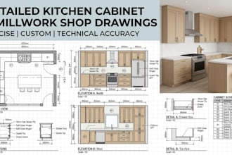 make detailed shop drawings for kitchen cabinet, closet wardrobe and millwork