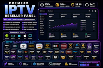 provide viral credit reseller panel, m3u, dream 4k, trex, lion ott, mega ott,sup