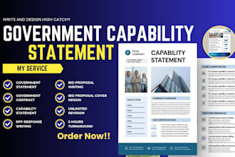 write, design government capability statement, bid proposal, government contract