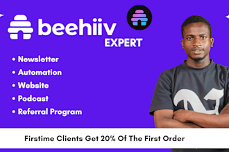 set up beehiiv newsletter, referral program, website and podcast