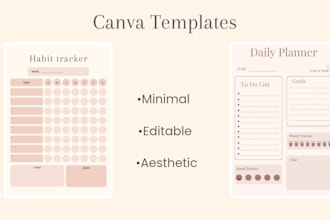 design minimalist planner template to use with canva