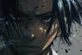 paint dreamy watercolor anime, manga character